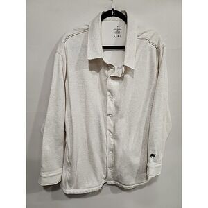 Fabletics Button Up Jacket Mens‎ 2X Offwhite,  Long-sleeve Zipper Pockets